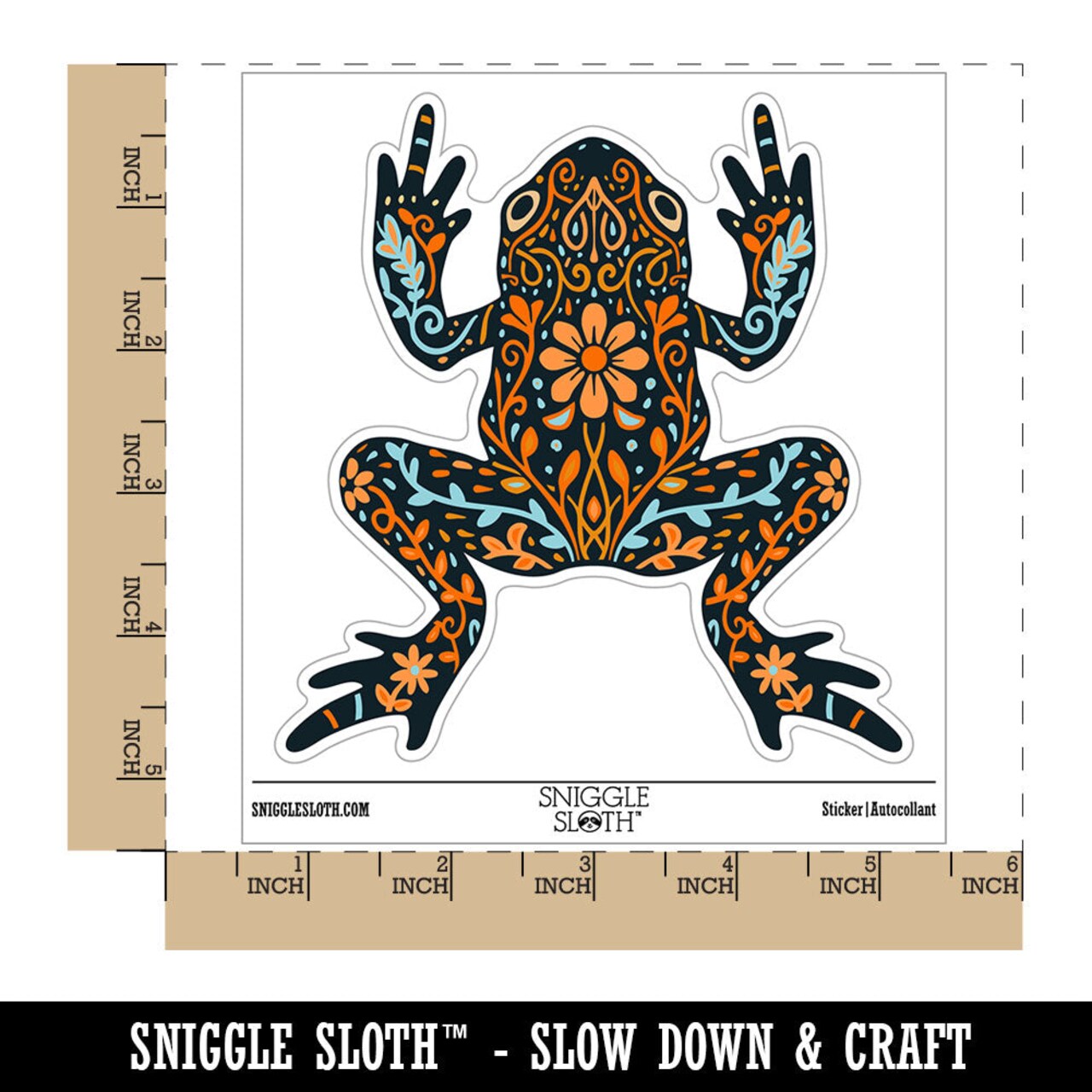 Water Bottle Sticker Set Floral Flower Frog Toad Fern Leaves Vines Cute Waterproof Vinyl Stickers Pack Decal, Skateboard, Laptop, Car, Window, Bumper - 5 Pack